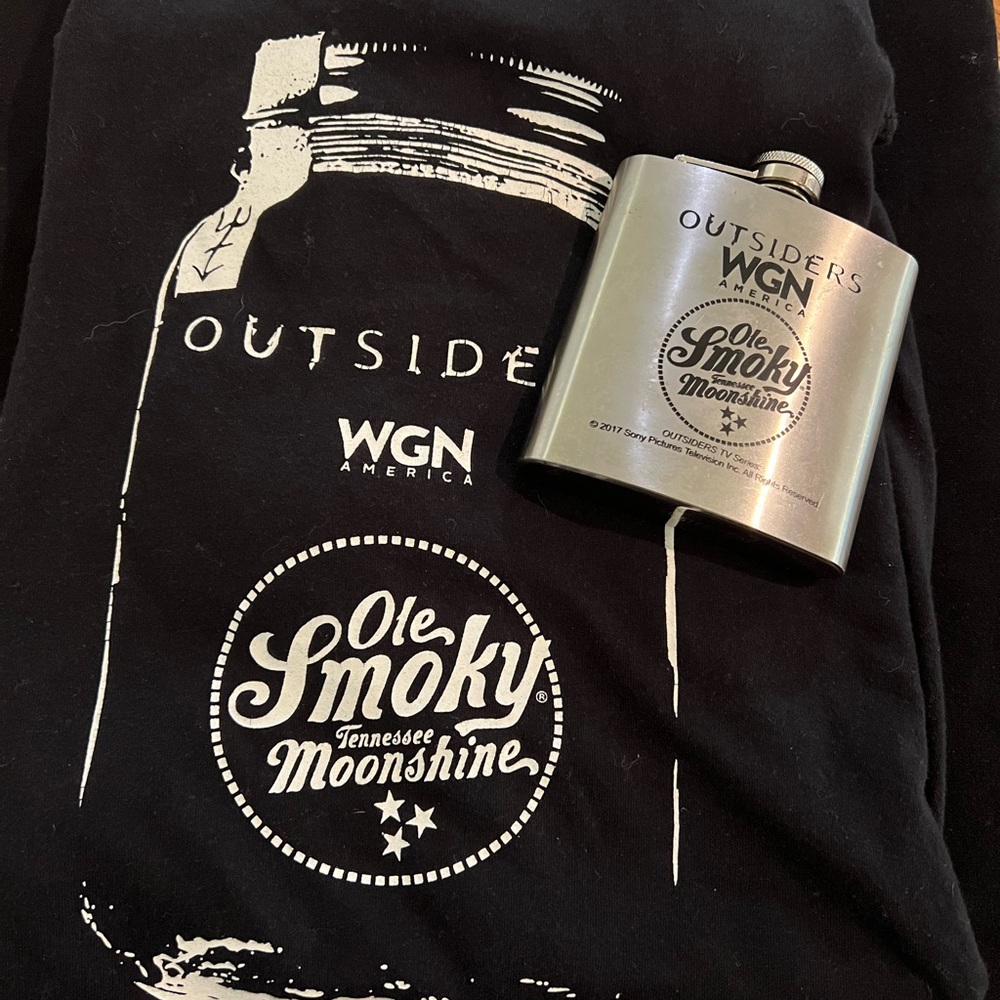 WGN America Ole Smoky Moonshine Flask and Shirt